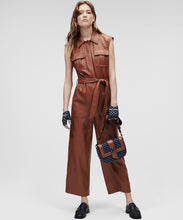 Load image into Gallery viewer, Women&#39;s Brown Utility Real Leather Jumpsuit
