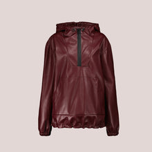 Load image into Gallery viewer, Women&#39;s Hooded Red Leather Bomber Jacket
