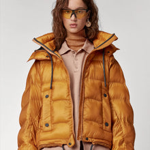 Load image into Gallery viewer, Women&#39;s Inferno Yellow Hooded Puffer Jacket
