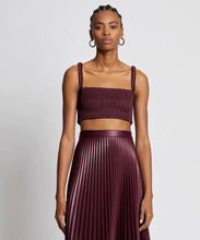 Load image into Gallery viewer, Women&#39;s Maroon Faux Leather Cropped Smoked Top
