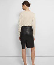 Load image into Gallery viewer, Women&#39;s Midi Black Leather Skirt
