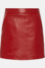 Load image into Gallery viewer, Women&#39;s Red Genuine Leather Mini Skirt
