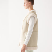 Load image into Gallery viewer, Women&#39;s Sheepskin Beige Leather Shearling Vest
