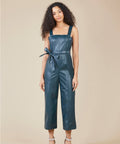 Women's Sleeveless Utility Leather Jumpsuit