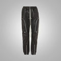 Women's Zipper Styled Black Leather Pants