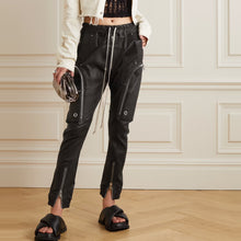 Load image into Gallery viewer, Women&#39;s Zipper Styled Black Leather Pants
