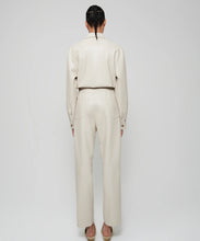 Load image into Gallery viewer, Women&#39;s creme lambskin leather dress jumpsuit
