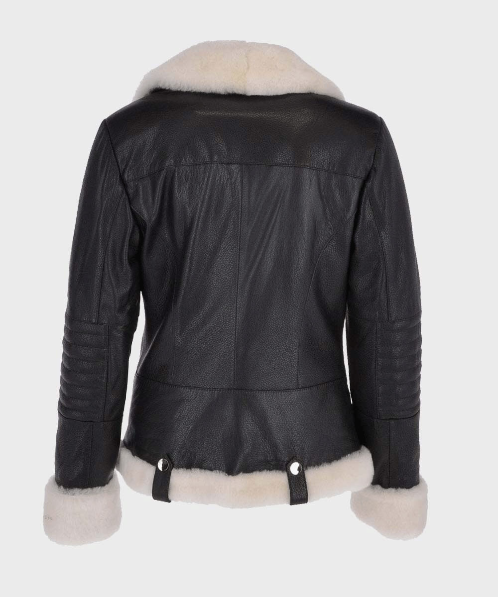 Black Motorcycle Shearling Leather Jacket | Buy Best Shearling Jacket 