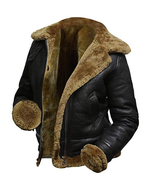 Womens Fur Aviator Flight Jacket - Shearling leather