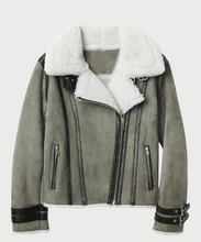 Load image into Gallery viewer, Womens Shearling Grey Leather Jacket
