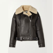 Load image into Gallery viewer, Black Women B3 RAF Aviator Cowhide Shearling Leather Jacket
