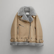 Load image into Gallery viewer, Women RAF Aviator Styled Lambskin Shearling Leather Jacket
