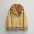 Women Light Brown RAF Aviator  Styled Sheepskin Shearling Leather Jacket
