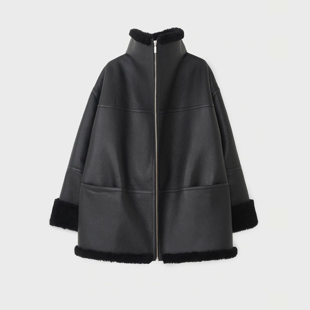 Sherpa Lined Bomber Jacket - Women's Luxury Shearling Jacket
