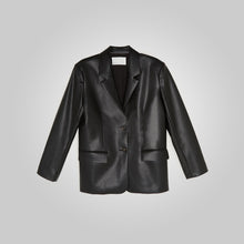 Load image into Gallery viewer, Womens Black Soft Leather Blazer
