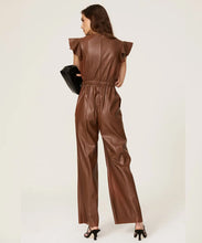 Load image into Gallery viewer, Womens Brown Sheepskin Leather Jumpsuit
