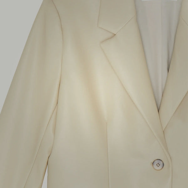 Womens Cream Goatskin Leather Blazer Coat