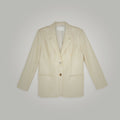 Womens Cream Goatskin Leather Blazer Coat