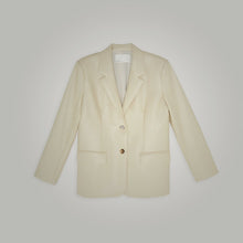 Load image into Gallery viewer, Womens Cream Goatskin Leather Blazer Coat
