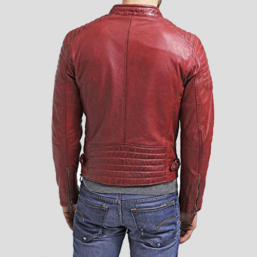 Asher Red Quilted Leather Jacket - Shearling leather