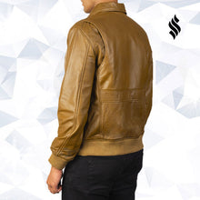 Load image into Gallery viewer, Coffmen Olive Brown Leather Bomber Jacket - Shearling leather
