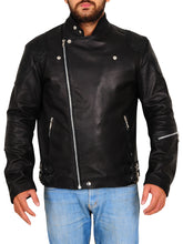 Load image into Gallery viewer, Leather Biker Jacket In Black - Shearling leather
