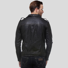 Load image into Gallery viewer, Freddie Black Biker Leather Jacket - Shearling leather
