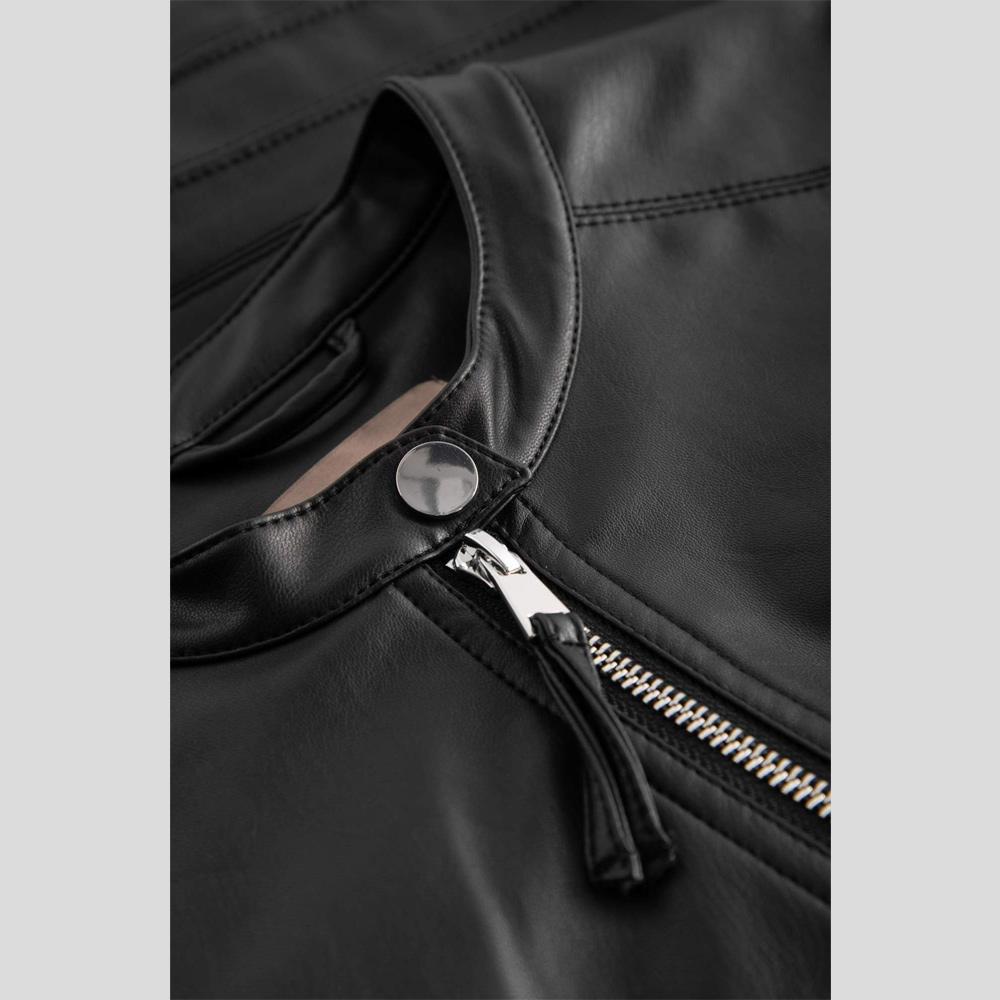 Cora Black Biker Leather Jacket - Shearling leather