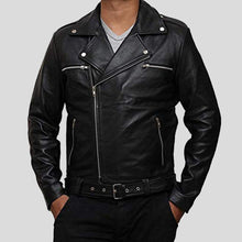 Load image into Gallery viewer, Eden Black Biker Leather Jacket - Shearling leather
