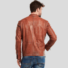 Load image into Gallery viewer, Finley Brown Biker Leather Jacket - Shearling leather
