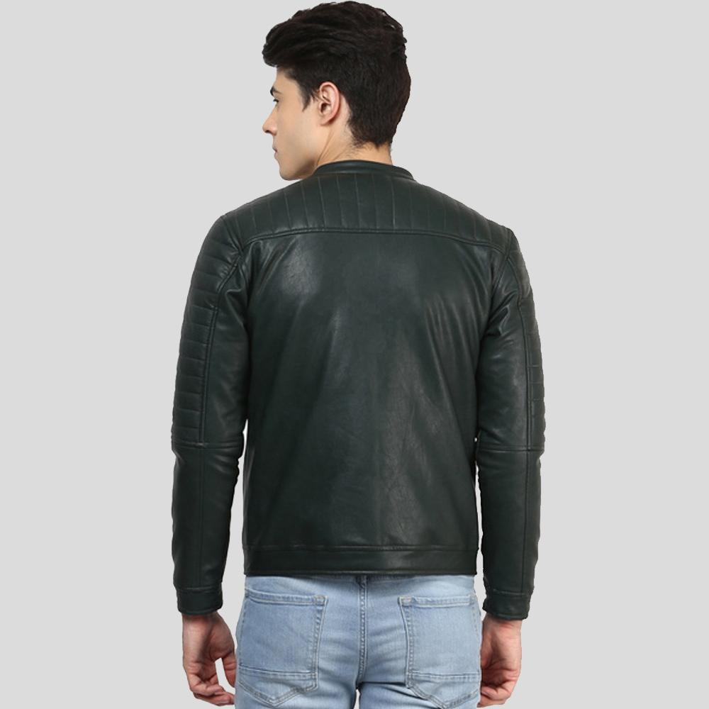 Jacob Black Biker Leather Jacket - Shearling leather