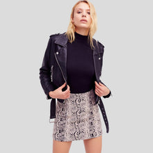 Load image into Gallery viewer, Sara Black Biker Leather Jacket - Shearling leather
