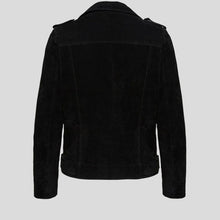 Load image into Gallery viewer, Gracie Black Suede Biker Leather Jacket - Shearling leather
