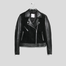 Load image into Gallery viewer, Mia Black Biker Leather Jacket - Shearling leather

