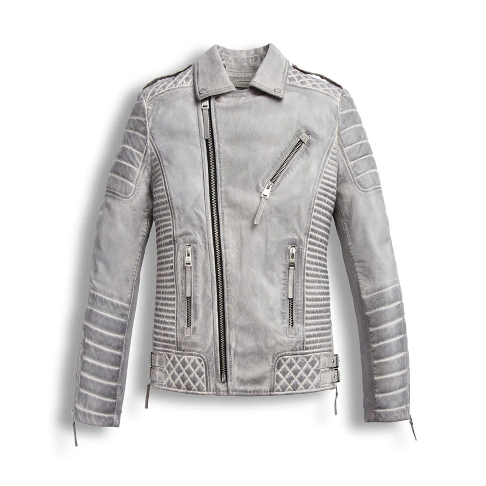 Men Waxed Motorcycle Biker Leather Jacket Riding Style