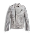 Men Waxed Motorcycle Biker Leather Jacket Riding Style