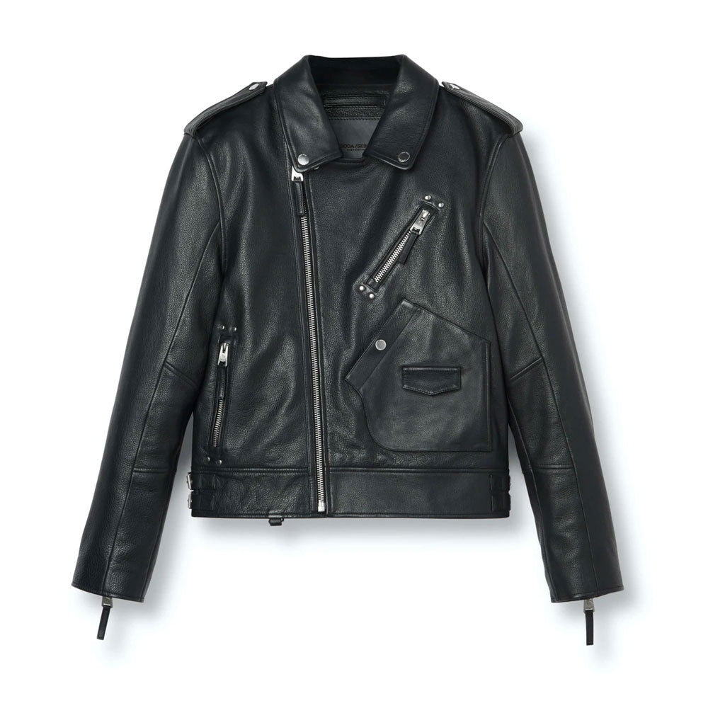 Black Biker Leather Motorbike Jacket for Men - Motorcycle Riding Leather Jacket