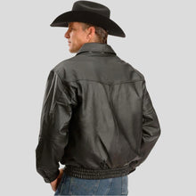 Load image into Gallery viewer, Berto Black Bomber Genuine Leather Jacket - Shearling leather
