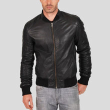 Load image into Gallery viewer, Jero Black Bomber Lambskin Leather Jacket - Shearling leather
