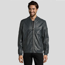 Load image into Gallery viewer, Noch Black Bomber Leather Jacket - Shearling leather
