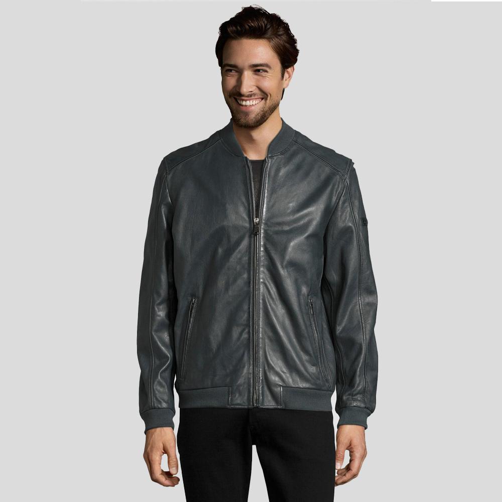 Noch Black Bomber Leather Jacket - Shearling leather