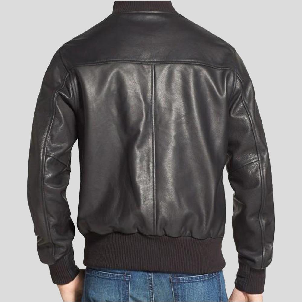 Rico Black Bomber Leather Jacket - Shearling leather