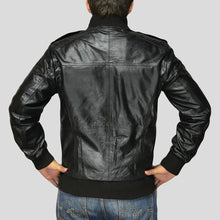 Load image into Gallery viewer, Sang Black Bomber Leather Jacket - Shearling leather

