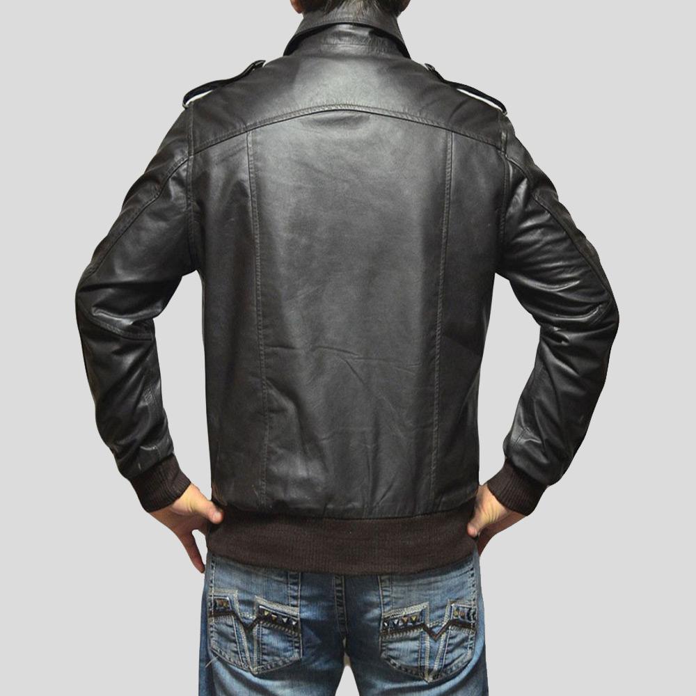 Willy Black Bomber Leather Jacket - Shearling leather