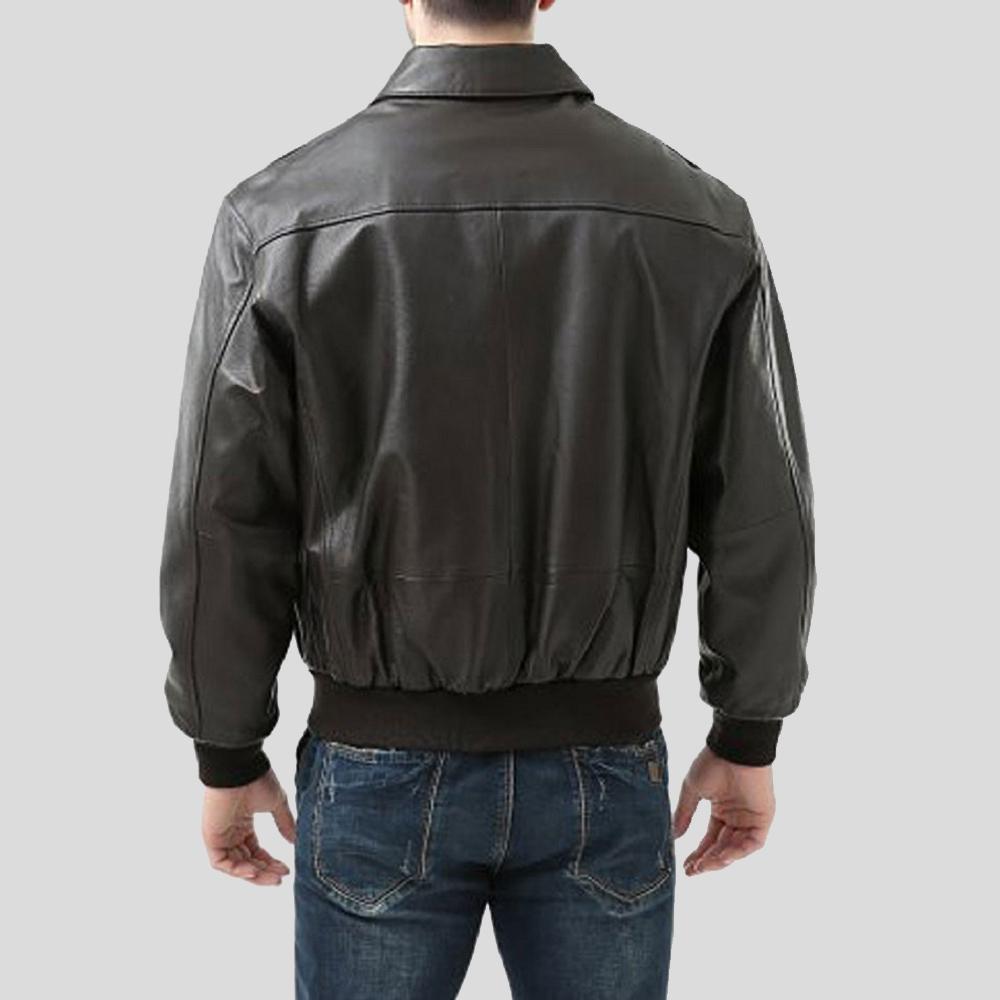 Wilt Black Bomber Leather Jacket - Shearling leather