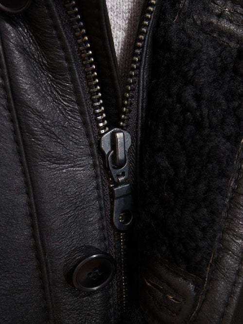 Boehmer Black Leather Shearling Jacket
