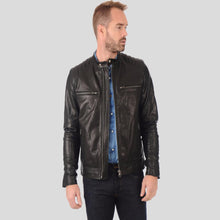 Load image into Gallery viewer, Noah Black Motorcycle Leather Jacket - Shearling leather
