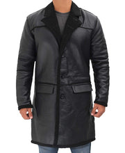 Load image into Gallery viewer, Mens Premium Black Shearling Winter Leather Coat
