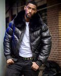 MEN V BOMBER JACKET - BLACK (BLACK FUR) - Shearling leather