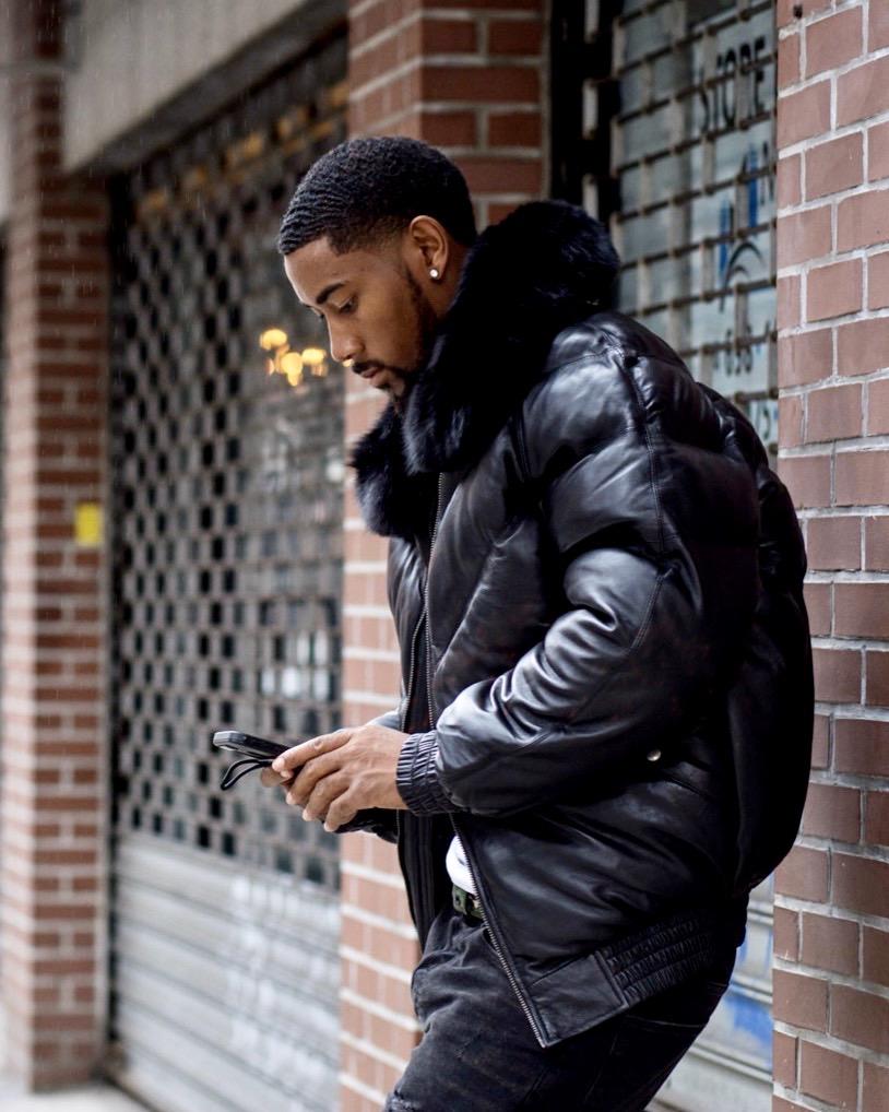 MEN V BOMBER JACKET - BLACK (BLACK FUR) - Shearling leather